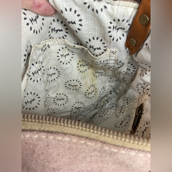 Myra Bag Upcycled Canvas & Leather Sunburst Mandala Crossbody Bag – Boho - Picture 9 of 12